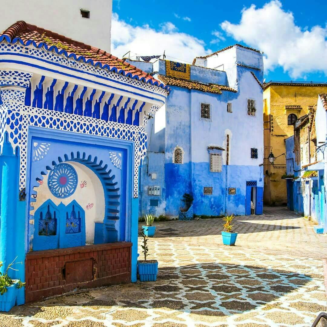 Maroc Voyage : photo de maisons bleu au Maroc